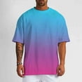 thumbnail image 2 of OGLCCG Men's Gradient Color T-Shirt Short Sleeve Crewneck Casual Summer Tees Top Lightweight Loose Fit Fashion Streetwear Shirt,XXXL,Blue, 2 of 6