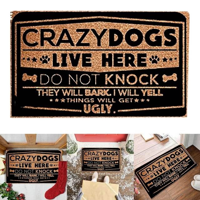 Doormat Indoor Outdoor Funny Carpet Welcome Rug Dogs Live Here Non Entrance Floor Mat Housewarming for Home Entryway