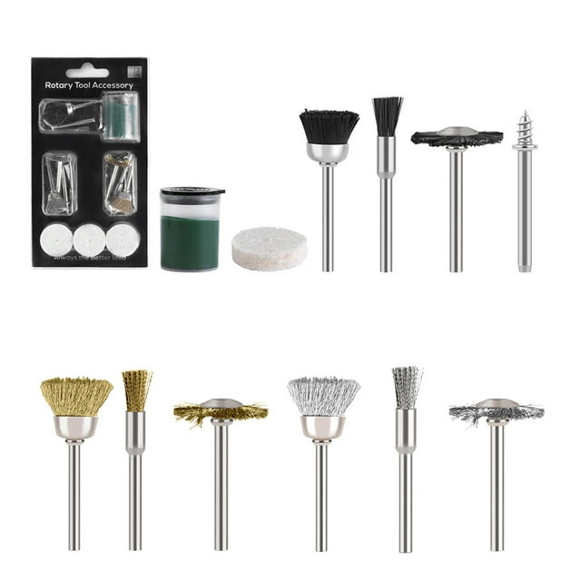 17-Piece Rotary Tool Accessory Kit with 3mm Shank - Durable Steel Wire & Alloy Grinding Heads for Cutting, Sanding, Polishing - Versatile Surface Treatment Set Compatible with Various Power Tools