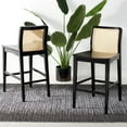 thumbnail image 2 of SAFAVIEH Benicio Square Mid Back Counter Stool, Black/Natural (Set of 2), 2 of 14