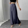 thumbnail image 5 of Favoffer Women's Chiffon Long Pants Solid Color Elastic Waist Lightweight Flowey Casual Trousers Summer Breathable for Beach Holiday Outdoor, 5 of 6