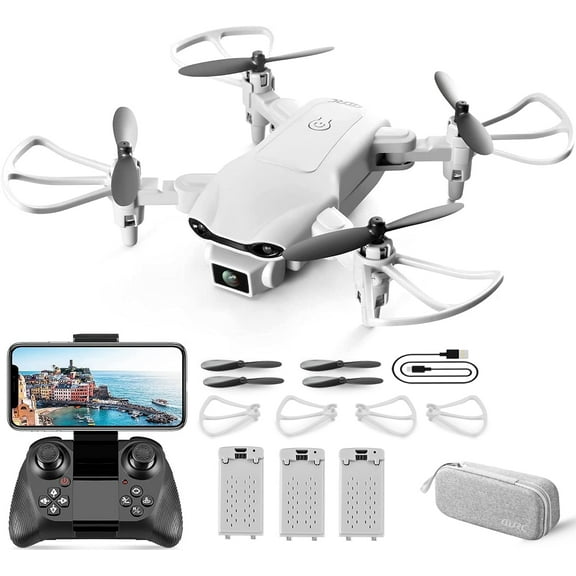4DRC V9 Mini Drone with 720P HD Camera for Adults, Foldable Quadcopter with FPV WiFi Camera 3 Modular Batteries White