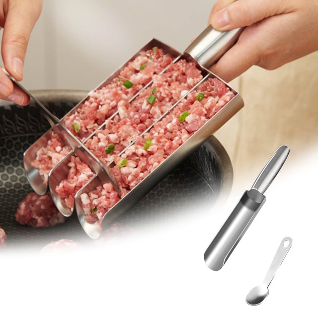 Meatball Maker Tool Quadruple Kitchen Meatball Maker Easy Stainless Steel Meatball Making Spoon With Cutting For Manual Meatball Lovers