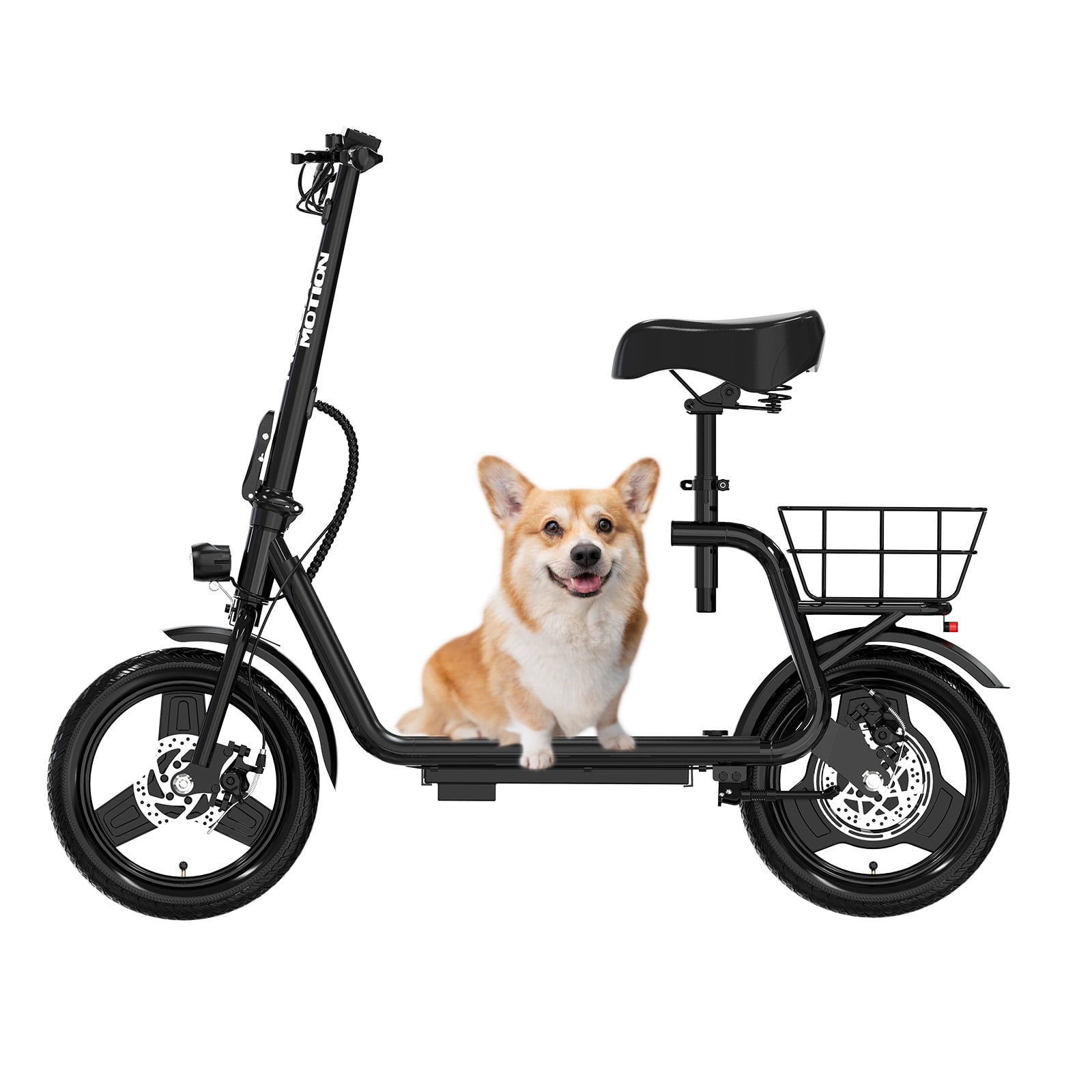 MEGA MOTION Electric Scooter Ebike, 400W Foldable Scooter with Seat 18.6MPH/7.8Ah battery, 14in Adult Electric Bicycle e scooter HS5
