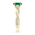 thumbnail image 3 of ANGARA Lab Grown Three Stone Oval Emerald & Diamond Engagement Ring for Women in 14K Yellow Gold (Size-7x5mm) | May Birthstone, Birthday, Anniversary, Jewelry Gift for Women | Lab-Grown Emerald Ring, 3 of 8