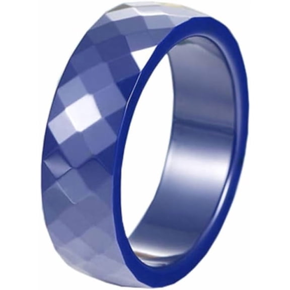 Unisex Ceramic Dainty 6mm Multi-Faceted Rhombic Cut Classic Plain Ring Comfort Fit Engagement Wedding Band