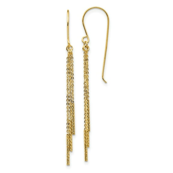 Primal Gold 14 Karat Yellow Gold Diamond-cut Tassle with Bars Shepherd Hook Earrings