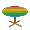 thumbnail image 3 of Awypu  Retro Rainbow Wood Round Tablecloth with Elastic Edged Fitted Table Cloths Cover Mat Washable Polyester Spill Proof Table Covers for Indoor outdoor Dinning Patio Table White, 3 of 7