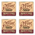 thumbnail image 1 of Vintage Coaster Set of 4, Vintage Rusty Pop Art Style Sign for Wine Shop Past Time Adds Bohemian Art Print, Square Hardboard Gloss Coasters, Standard Size, Orange Red, by Ambesonne, 1 of 2