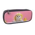 thumbnail image 2 of Lsque A Funny Cat Printed Big Capacity PU Leather Pencil Case Large Pencil Pouch Stationery Pen Bag Pencil Holder for Teen, 2 of 6