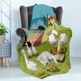 thumbnail image 4 of Goose Soft Flannel Fleece Throw Blanket, Digitally Generated Image of Geese Eating from a Manger House Farm on the Back, Cozy Plush for Indoor and Outdoor Use, 50" x 60", Multicolor, by Ambesonne, 4 of 5