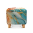 thumbnail image 2 of SCRAWLGOD Marble Print Cyan Golden Slipcover for Ottoman, Stretch Square Ottoman Covers Slipcover Washable Storage Foot Stool Cover Waterproof Footrest Furniture Protector with Elastic Bottom, 2 of 7