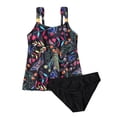 thumbnail image 4 of Women Summer Plus Size Tankini Sets, V Neck Two Piece Swimsuits with Removable Pads, Modest Print Bikini Bathing Suits for Beach Vacation, 4 of 6