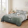 thumbnail image 2 of Quilts Twin XL Size Bedding Set, Plum Flowers Branch Lightweight Quilted Comforter, Cherry Blossom Ombre Green Moon Night Soft Bedspread Coverlet with Pillow Covers for All Season, 68" x 98", 2 of 9
