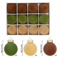 thumbnail image 1 of Nvzi 12 piezas de bolas navideñas de terciopelo, bolas de plástico flocadas para árbol de Navidad, adornos colgantes decorativos para árbol de Navidad, 2,36 pulgadas, café, verde y marrón, 1 of 4