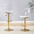 thumbnail image 4 of Hi loPres Set of 2 Modern Adjustable Swivel Bar Stools, Clear Backrest with Gold Metal Base Counter Height Kitchen Island Chairs, 4 of 7