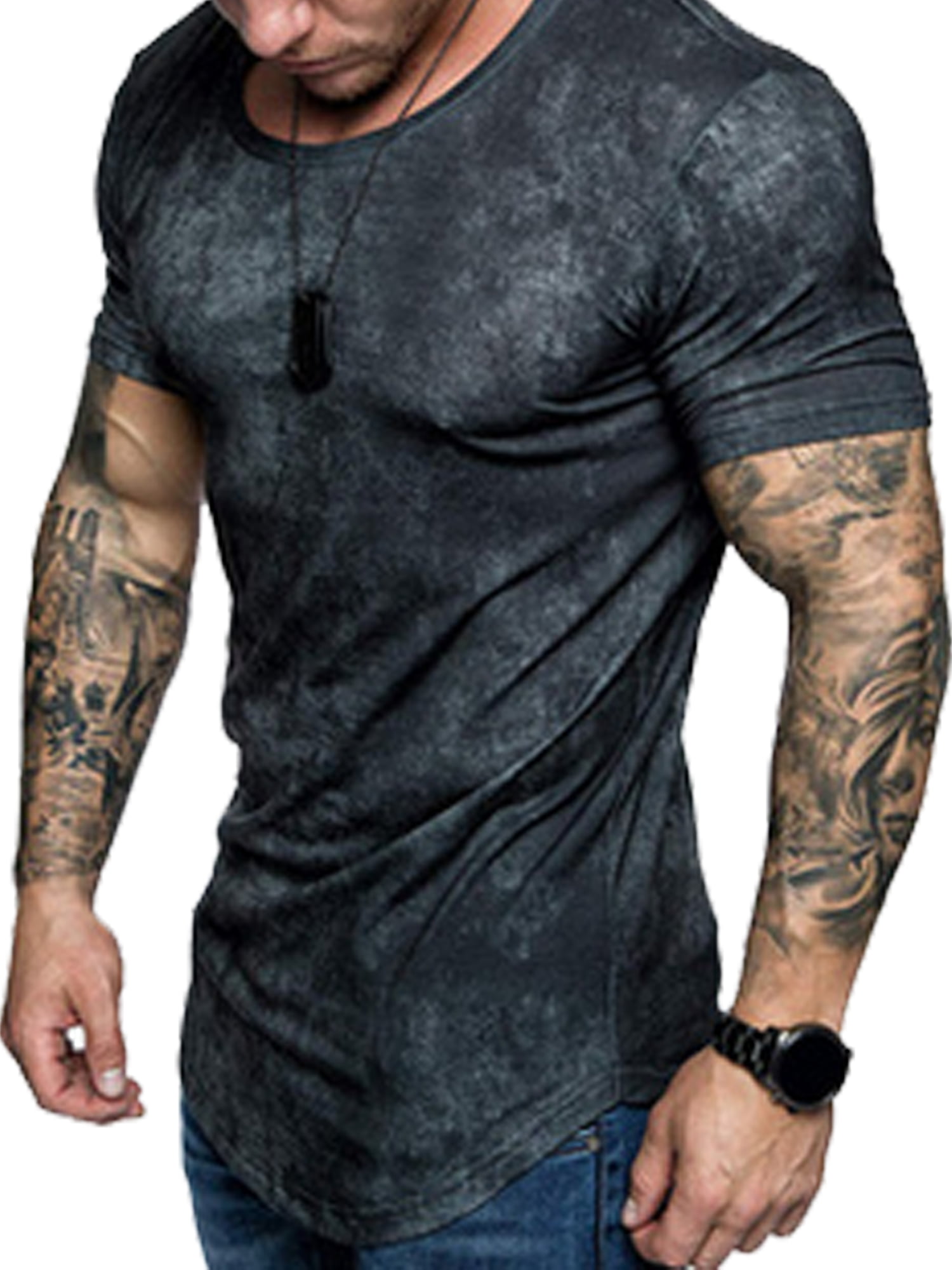 Men's blouse t-shirt slim fit tops muscle tee short sleeve casual t shirts solid