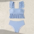 thumbnail image 4 of Guieoi Swimsuit Women Plus Size Summer Fashionable Striped Two-Piece Swimsuit Tops and Bottom Set Blue XL, 4 of 7
