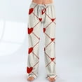 thumbnail image 6 of Valentine Sleep Pants for Women Heart Print Pajama Pants Soft Wide Leg Lounge Wear Comfortable Pajama Bottoms with Drawstring Watermelon Red M, 6 of 8
