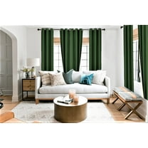 2 Piece panel room darkening thermal foam lined blackout heavy thick wIndow curtain top grommets dark green 84" inch length for bedroom