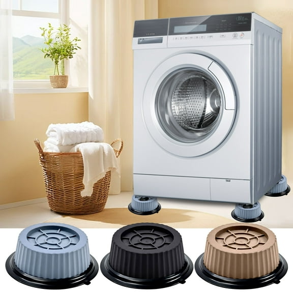 Washing Machine Anti Vibration Pads, Non Slip Shock Absorbing Noise Reducing Furniture Feet Risers for Washer and Dryer, Refrigerator Floor Protection (4 Pack)