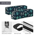 thumbnail image 6 of XMXT Leather Pencil Case, Green Christmas Stars Leaves Large Capacity Pencil Pouch for Student Teens Women, 6 of 9