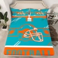 thumbnail image 2 of jejeloiu Football Game Gaming Bed Sheets,Cyan Orange Helmet King Sheets For Ball Lover 4pcs, 2 of 7