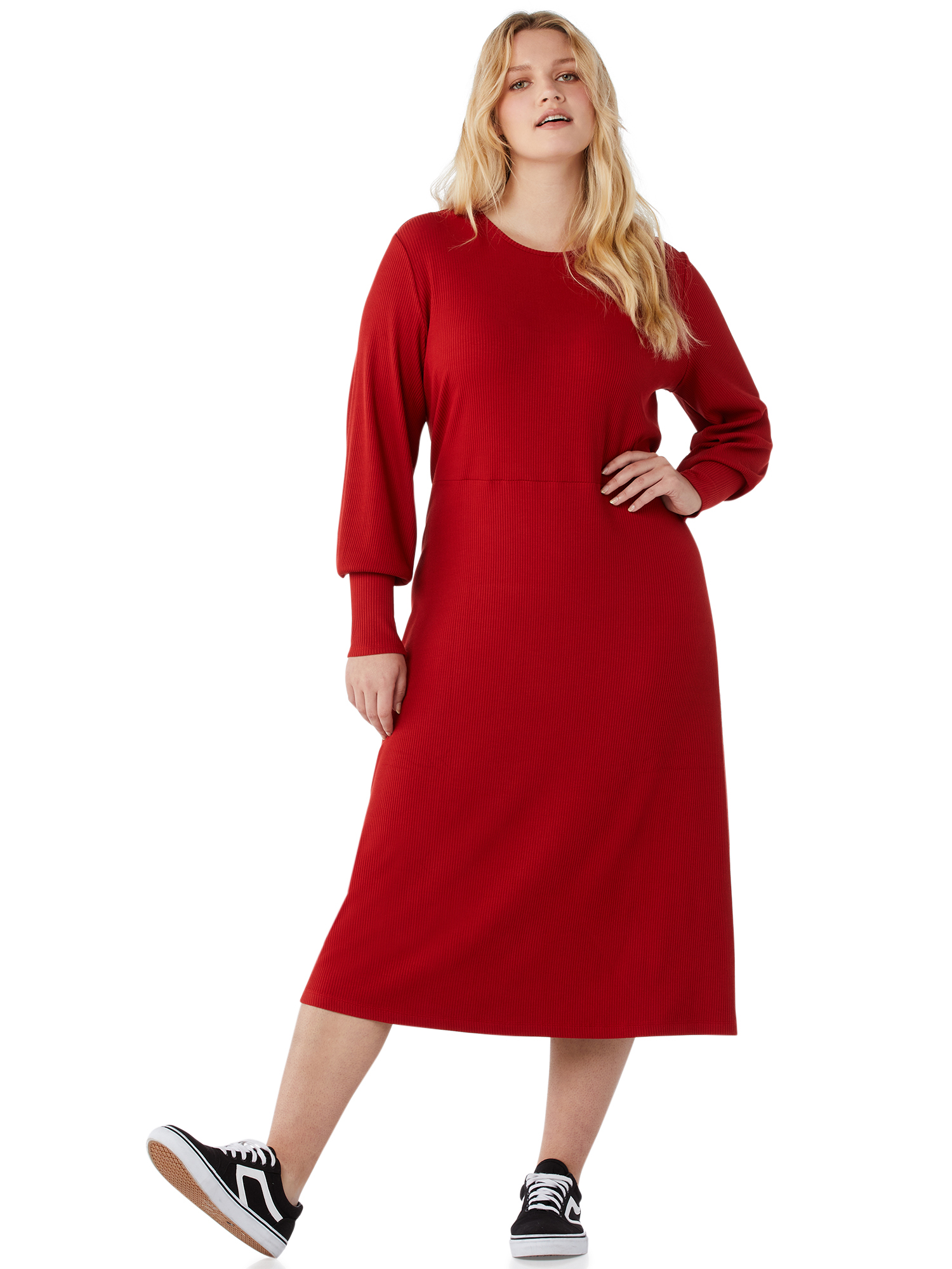 Free Assembly Women’s Fit & Flare Rib Knit Dress - image 4 of 6