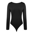 thumbnail image 6 of Aoochasliy Bodysuits for Women Clearance Long Sleeved Solid Color Light Velvet Trendy Square Neck Tight Fitting Cutout Jumpsuit, 6 of 7