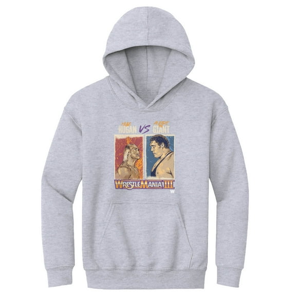 Youth 500 Level  Gray WrestleMania III Hulk Hogan Vs. Andre The Giant Pullover Hoodie