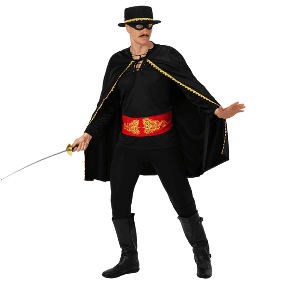 Fun Shack Mens Zorro Costume Hat Adult Mexican Masked Bandit Outlaw Fancy Dress Halloween Black L
