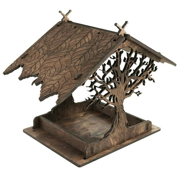 Wooden Bird Feeder Drinker for Garden Yard Garden Decor Bird Feeder-A