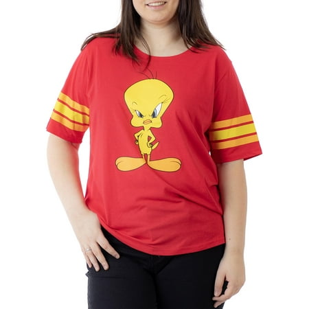Warner Bros Looney Tunes Classic Tweety Bird Athletic T-Shirt Red (Women's Plus)