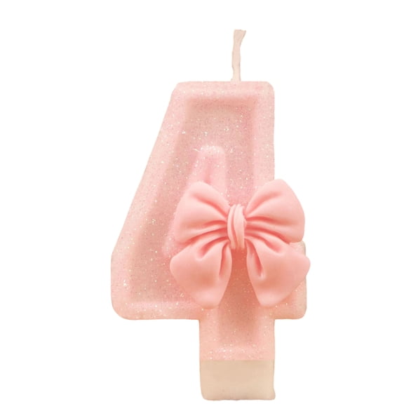 Birthday Candle Cartoon Glitter Bow Number Candle for Birthday Party Celebration 1 Piece