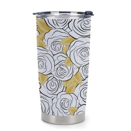 

ANYWAY.GO Thermal Insulation Coffee Travel Mug with Lid Spill Proof Shabby Chic Roses Portable Thermal Thermal Cup for Car 20oz