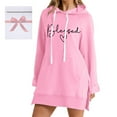 thumbnail image 4 of Robes Grande Taille Robe à Capuche Surdimensionnée Longue Robe Sweat à Capuche avec Poches Robe de Printemps Rose S, 4 of 4