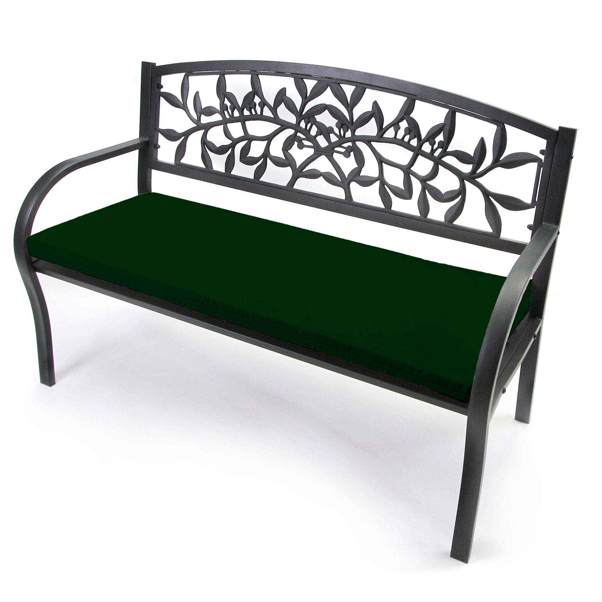 Jordan Manufacturing 48" x 19.5" Forest Green Solid Rectangular Outdoor Settee Swing Bench Cushion with Ties