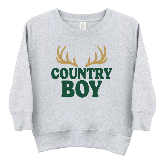 Country Boy Antlers Puff Print - Toddler Graphic Sweatshirt