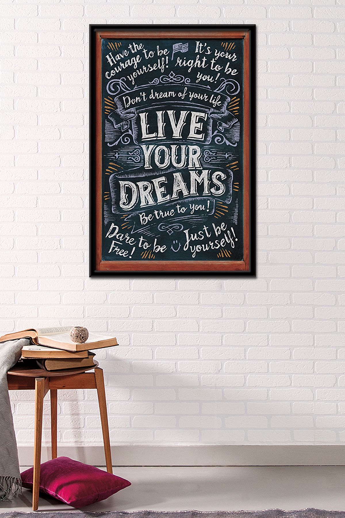 Live Your Dreams Wall Poster, 22.375" x 34", Framed