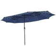 thumbnail image 2 of Costway 15FT Twin Patio Double-Sided Umbrella 48 Solar LED Lights Crank Outdoor Navy, 2 of 12