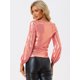 thumbnail image 3 of Camiseta de fiesta con cuello redondo y manga de obispo Allegra K para Mujer Color Oro Rosa S, 3 of 5