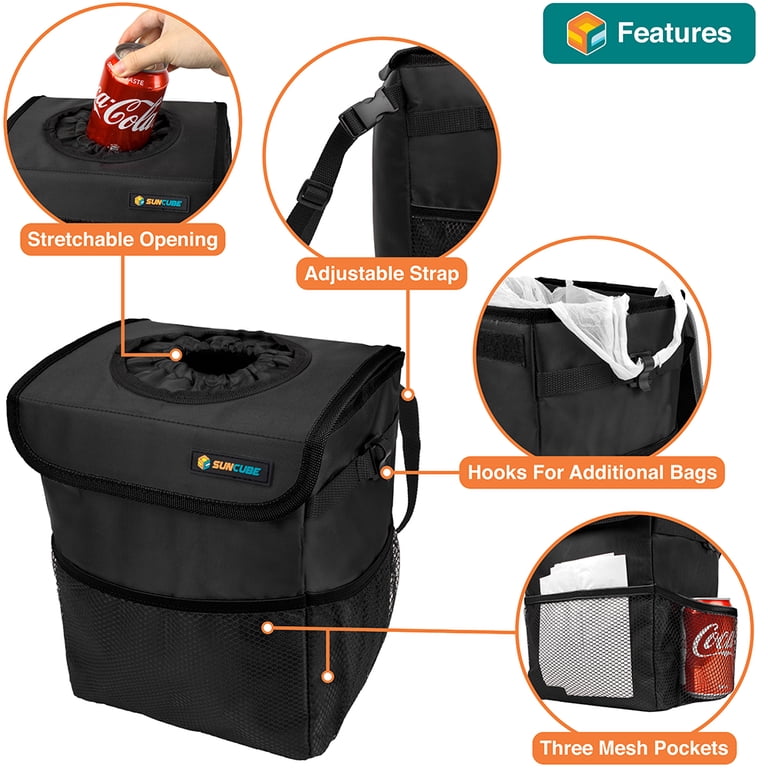Sun Cube Waterproof Car Trash Can With Lid, 10L photo 2