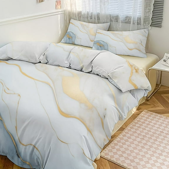 Abstract Colored Marble Duvet Cover Set Bedding Set Polyester Quilt Cover for Bedroom Decoration