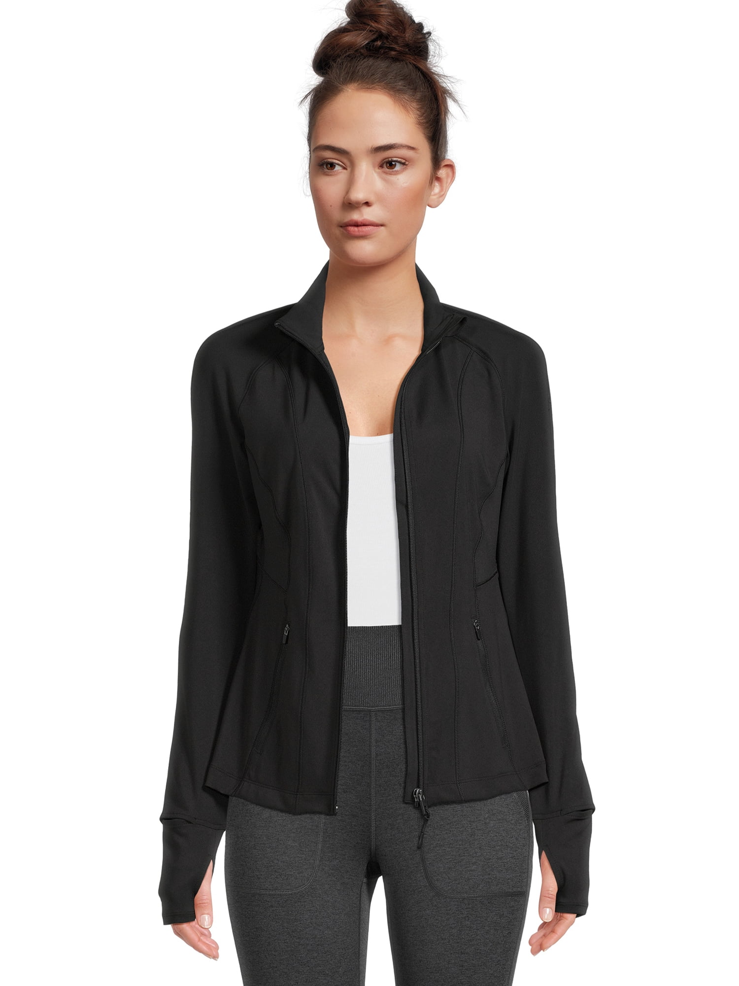 Avia Women's Performance Full Zip Jacket with Thumbholes, Sizes S