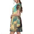 thumbnail image 2 of Disketp Sunshine Cloud Cute Cat para Vestido de Manga Corta para Mujeres, Vestidos de Verano para Mujeres, Casual y Holgado para la Playa, 2 of 6