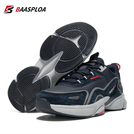 

Baasploa Men s Casual Sneakers Non-slip Breathable Casual Walking Shoes Comfortable Leather Sneakers Male Waterproof Shoes