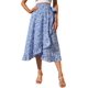 thumbnail image 1 of Falda midi floral para mujer, falda de playa con volantes cruzados, cintura alta, abertura Azul (Flowers Blue) G Azul (Flowers Blue) G Xishao ropa, 1 of 2