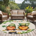 thumbnail image 4 of St. Patrick's Day Round Area Rug 8Ft Washable Large Circle Rugs for Living Room Dorm, Green Gnomes Lucky Shamrocks Vintage Non-Slip Carpet Floor Mats Indoor Outdoor Carpet Runner Aesthetic Home Decor, 4 of 8