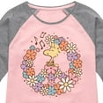 thumbnail image 3 of Peanuts - Floral Peace Sign - Woodstock - Toddler & Youth Girls Raglan Graphic T-Shirt, 3 of 6