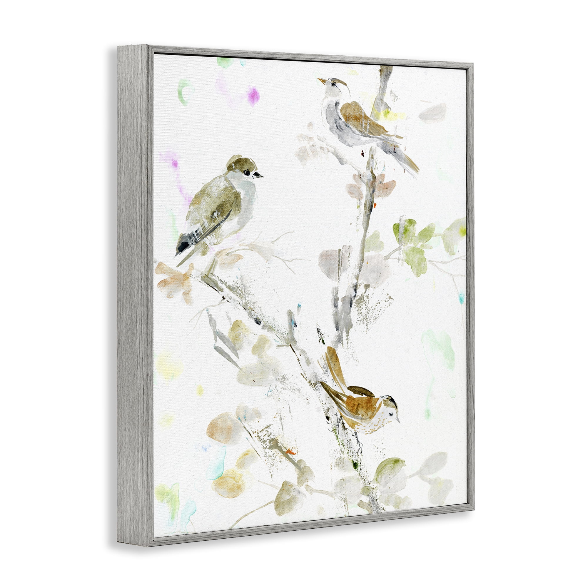 Stupell Industries Delicate Feathers Trio Gray Framed Giclee Art, design by Lorenzo Collective